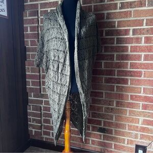 True Craft Women XS Dark Green Full Length Short Sleeve Open Knit Cardigan NWT